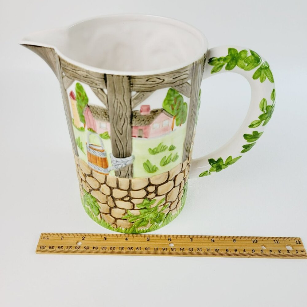 Vintage Johnson Brothers Friendly Village Water Pitcher 8" Farmhouse Textured - Picture 11 of 14